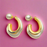 Pearls Drop Hoop Earrings
