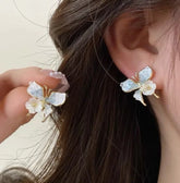 Butterfly White Flower Studs