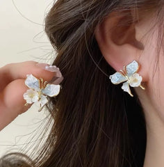 Butterfly White Flower  Studs