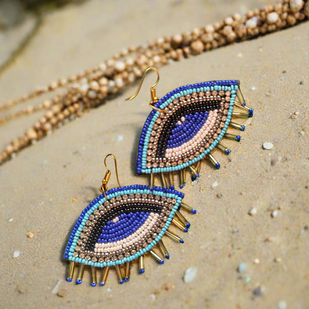 Evil eye taasle drop earing