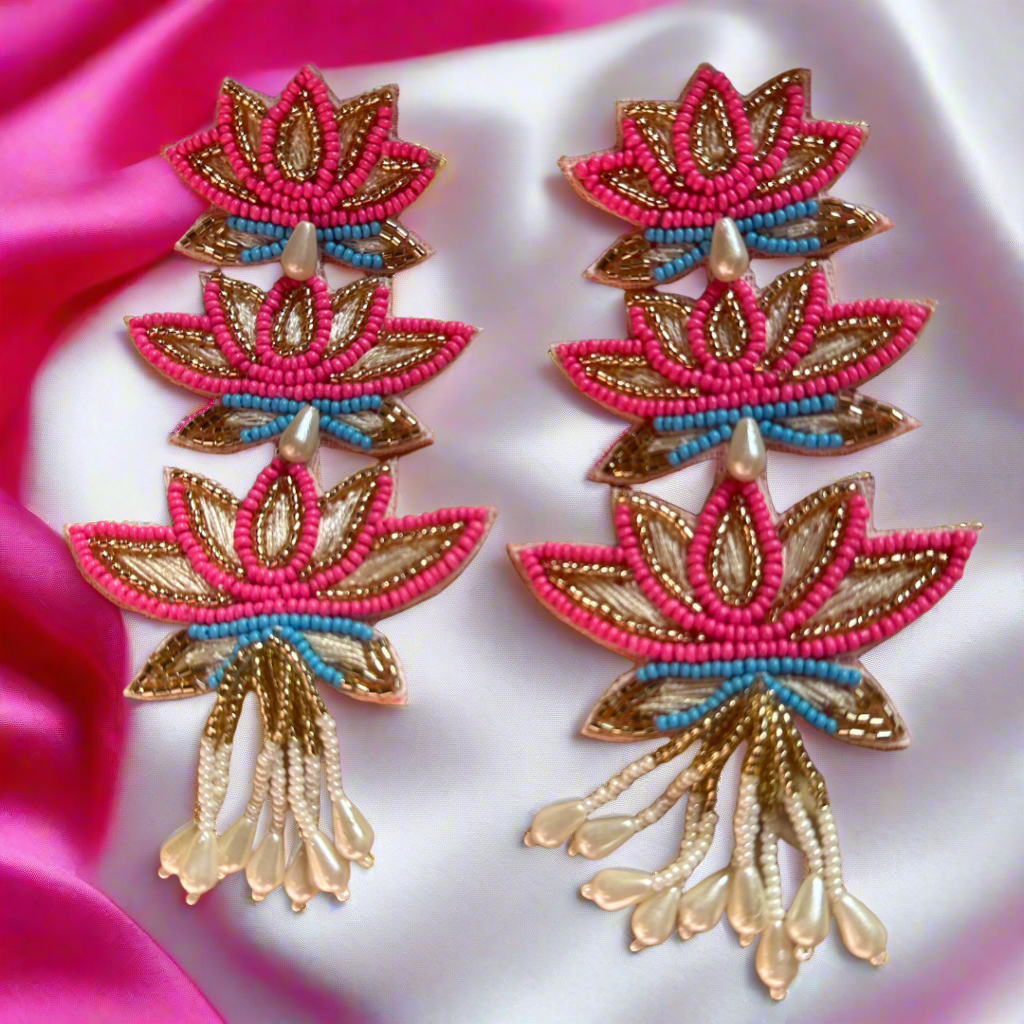 Lotus Drop Beaded Earing