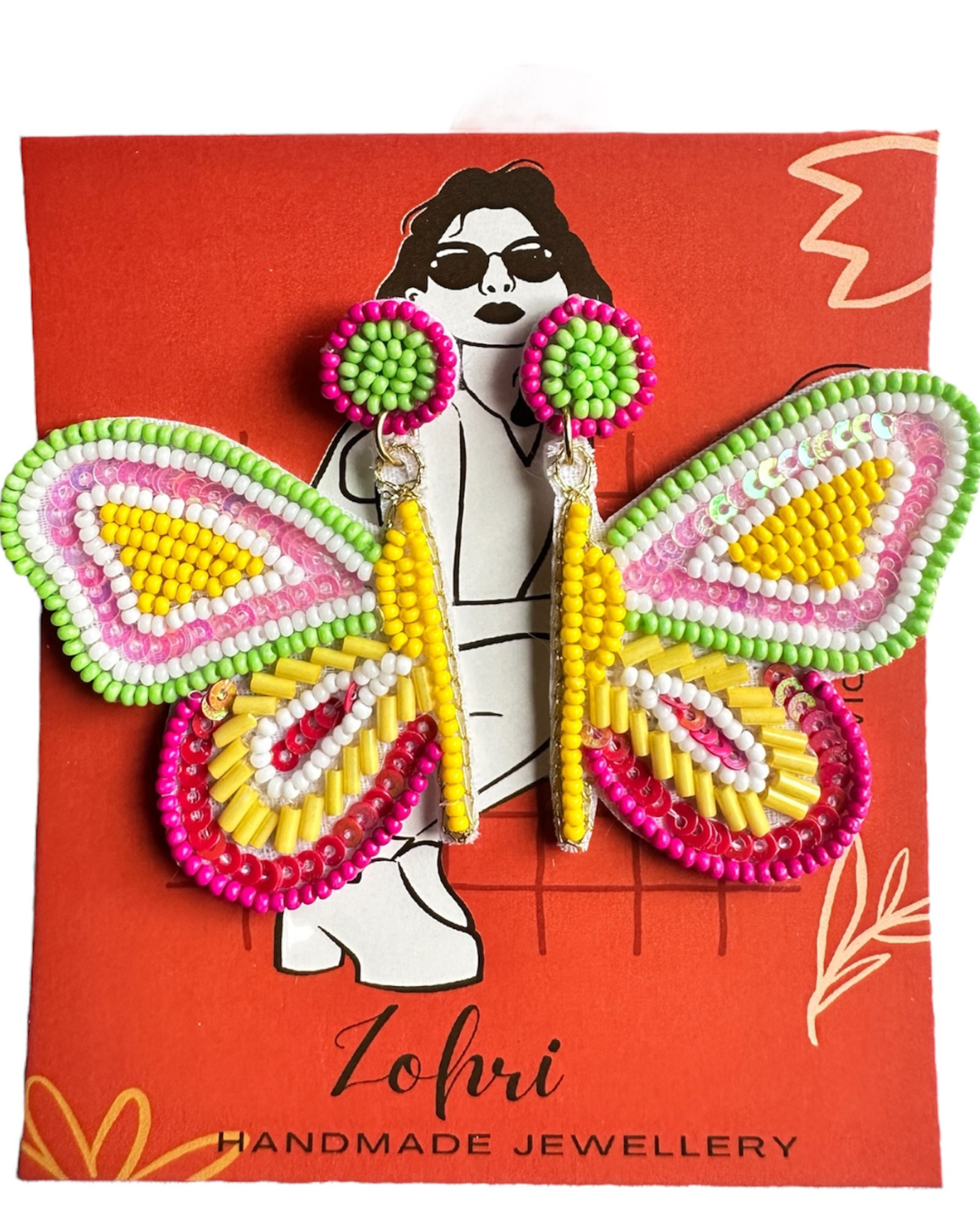 Multicoloured Beaded Titli Earing