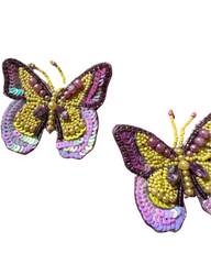 Purple Yellow Butterfly Earings