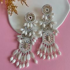 White Luxe Beaded Earing